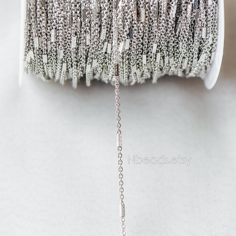 Gold/ Silver/ Rose Gold Cable Chains with Square Tube, Real Gold/ Rhodium plated Brass Designer Chain (#LK-176)/ 1 Meter=3.3 ft